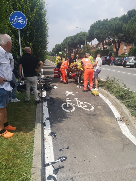 VINOVO - Ancora un motociclista coinvolto in un incidente: chiusa via Stupinigi