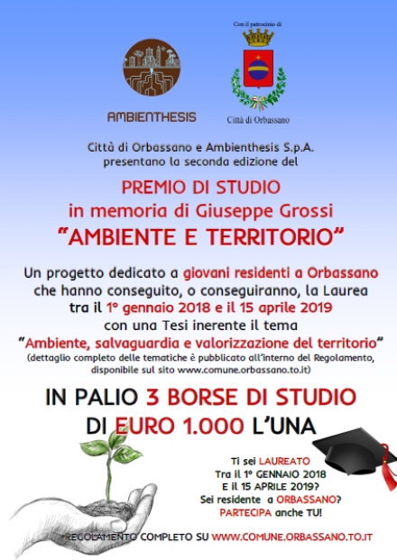 ORBASSANO - Borsa di studio per i laureati sull'ambiente