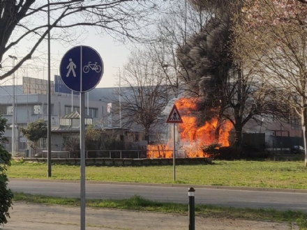 BEINASCO - A fuoco un container a Borgo Melano