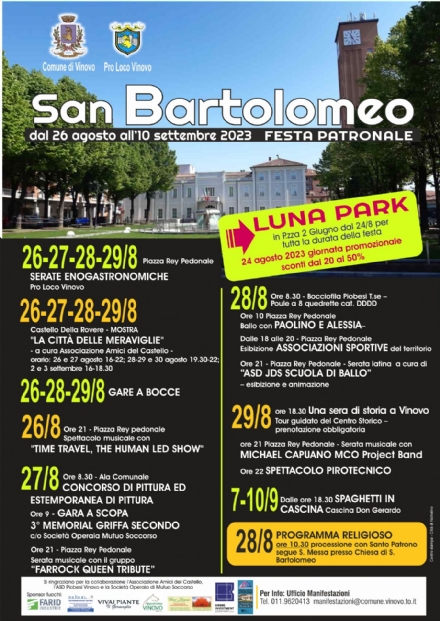 VINOVO - Con il luna park è iniziata la festa patronale di San Bartolomeo
