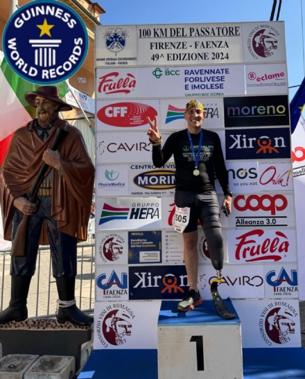 BEINASCO - Il guinness dei primati di Salvatore Cutaia: gara di 100 chilometri vinta con una gamba in titanio