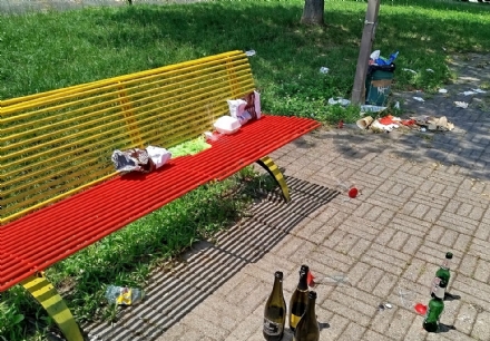 MONCALIERI - Rifiuti e maleducazione imperversano anche nel parco di piazza Argiroupoli
