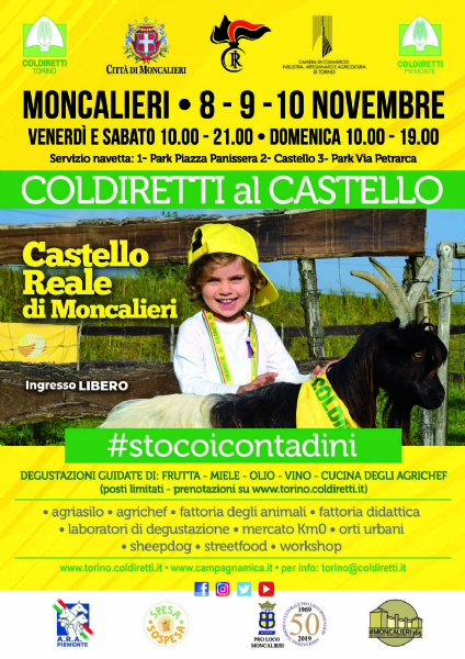 MONCALIERI - Coldiretti al Castello per conoscere la buona agricoltura e il mercato a km 0
