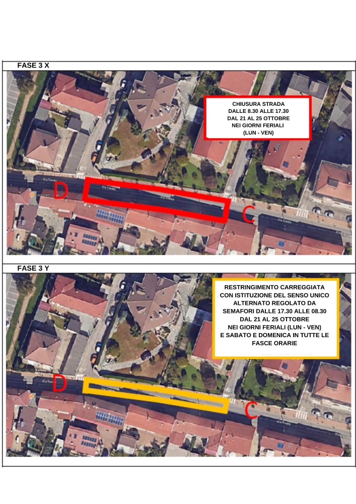 ORBASSANO - Finiti i lavori di rifacimento del marciapiede di strada Volvera, aperto il cantiere in via Trento