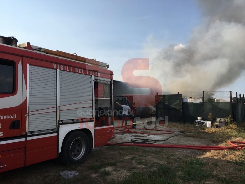 VINOVO - Incendio in un'azienda agricola: a fuoco un magazzino di stoccaggio - FOTO