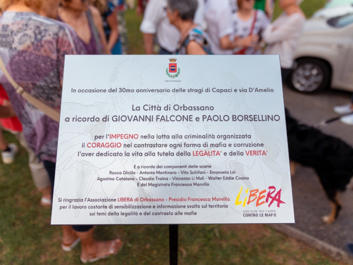 ORBASSANO - Celebrato il 30esimo anniversario delle stragi mafiose di Capaci e via D'Amelio - FOTO