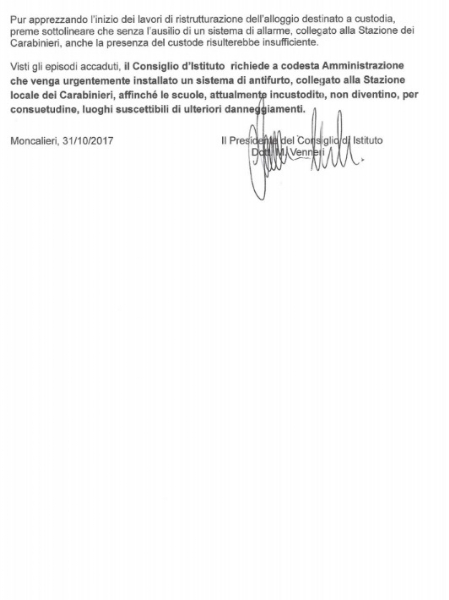 MONCALIERI - Ancora furti nelle scuole di Tagliaferro. La richiesta: «Installate subito l'antifurto»