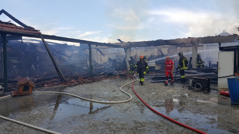 BEINASCO - Incendio nel deposito di un'impresa di costruzioni a Borgaretto: tanta paura, ma nessun ferito