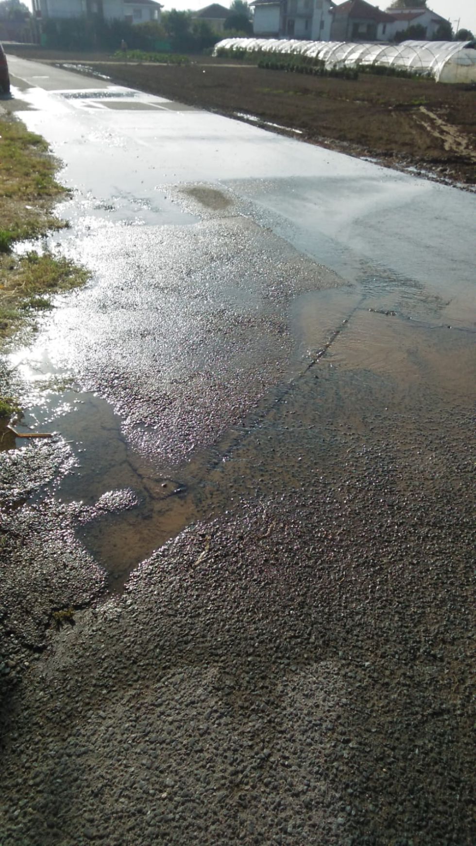 NICHELINO - Via Buffa allagata per una perdita d'acqua: timore per la tenuta dell'asfalto