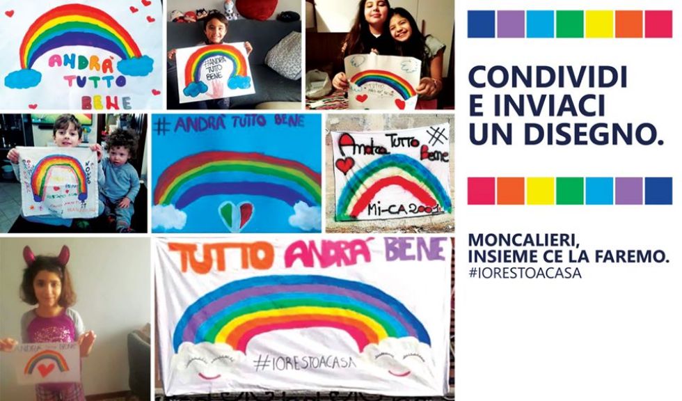 MONCALIERI - I disegni dei bambini esposti in piazza alla fine dell'emergenza